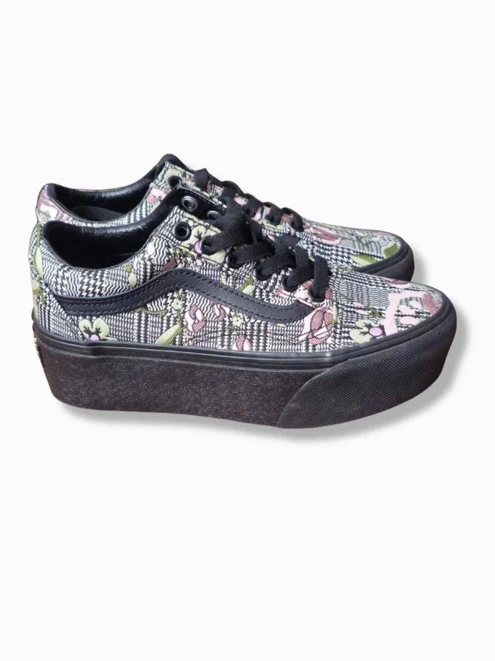 Vans Old Skool Stackform Tapestry Floral Black Platform Sneakers Women's Size 5